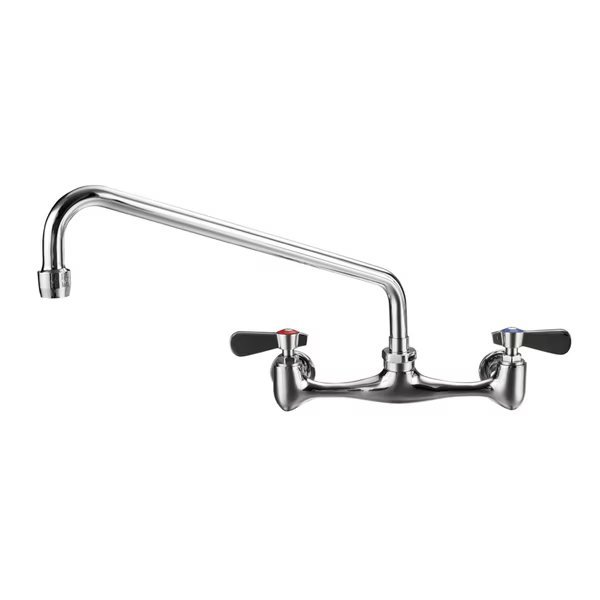 Wall-Mnt Utility Faucet W/Extended Swivel Spout And Lever Handles, Chrm, Whitehaus, Mfr#: WHFS812-C